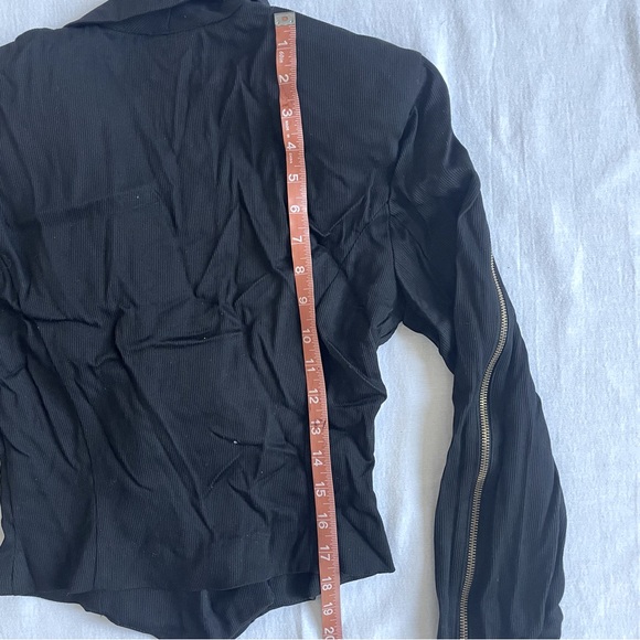 Shox Moto Jacket Asymmetrical Ziper Biker Blazer Ribbed Pointed Waist Womens M - Picture 8 of 8